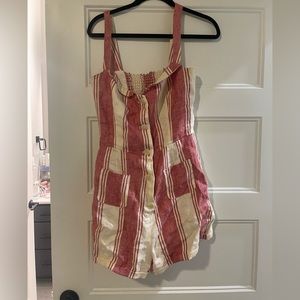 Reformation red and white striped romper